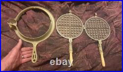 Griswold Cast Waffle Iron, #8, 3 Pcs, 885, 886, 975c, NICE! Original paint