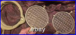 Griswold Cast Waffle Iron, #8, 3 Pcs, 885, 886, 975c, NICE! Original paint