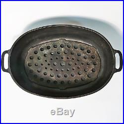 Griswold Dutch Oven Oval Roaster #7647 Base 648 Cover and 276 Trivet Cast Iron