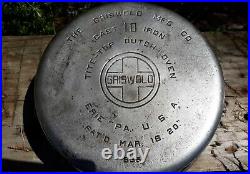 Griswold Dutch Oven with Trivet Cast Iron Chrome # 10 Tite Top VG+++