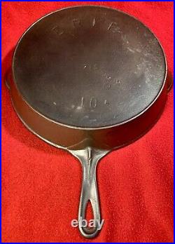 Griswold ERIE Cast Iron Size 10 Skillet 715 Bullseye Makers Mark Sits Flat