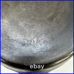 Griswold Erie Logo #10 716A Vintage Cast Iron Skillet With Heat Ring