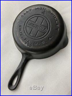 Griswold Erie No. 4 Large Block Logo Cast Iron Skillet 702 Level Clean Smooth