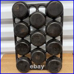 Griswold Erie PA 951 No 12 Cast Iron 11 Cup Gem Baking Pan Slant Logo Rare