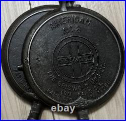 Griswold Erie Slant Logo No. 8 Waffle Iron Cast Iron Antique Amazing Condition