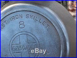 Griswold Extra Deep #8 Cast Iron Skillet Heat Ring Large Slant Logo ERIE PA USA