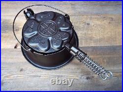 Griswold Hearts & Star #18 Cast Iron 3 PC High Base Waffle Maker, Restored