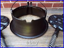 Griswold Hearts & Star #18 Cast Iron 3 PC High Base Waffle Maker, Restored