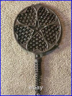 Griswold Hearts & Star #18 Cast Iron Waffle Maker withno Base