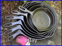 Griswold Iron Mountain 3 5 6 7 8 9 Cast Iron Skillets, NICE Matching Set