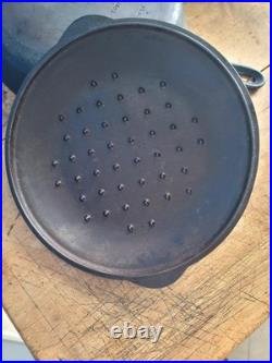 Griswold Iron Skillet #10 (716) With Lid Black Treated(3763HOCM) Erie PA. Antique