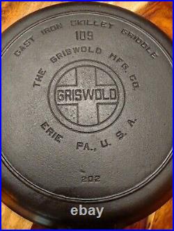Griswold LBL Cast Iron Skillet Griddle 109, EPU, 202, Fully Restored