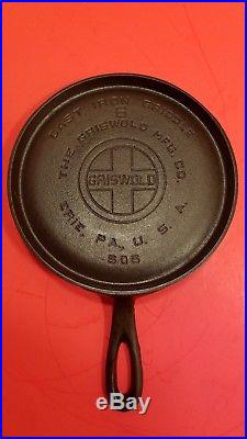 Griswold Large Block Logo Rare No. 6 Cast Iron Handle griddle 606