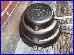 Griswold Large Logo 3 PC set #'s 3, 6, & 9 Cast Iron Skillets, restored