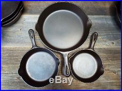 Griswold Large Logo #'s 3 through 10 Smooth Bottom Cast Iron Skillets, restored