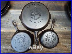 Griswold Large Logo #'s 3 through 10 Smooth Bottom Cast Iron Skillets, restored