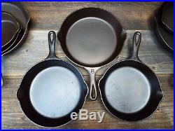 Griswold Large Logo #'s 3 through 10 Smooth Bottom Cast Iron Skillets, restored