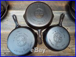 Griswold Large Logo #'s 3 through 10 Smooth Bottom Cast Iron Skillets, restored