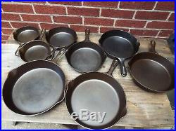 Griswold Large Logo #'s 3 through 10 Smooth Bottom Cast Iron Skillets, restored