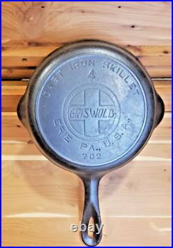 Griswold Large Slant Logo 702 #4 WithHeat ring Vintage Wagner Walpak Sydney Lodge