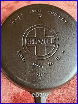 Griswold Lbl #7 701a Cast Iron Skillet-large Block Logo