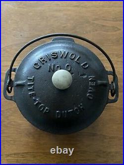 Griswold No. 0 Toy Fully Marked Cast Iron Dutch Oven