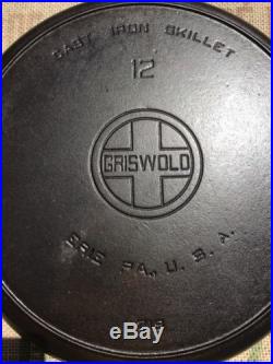 Griswold No. 12 Cast Iron Skillet LBL EPU p/n 719 Heat Ring Large Block Logo Erie