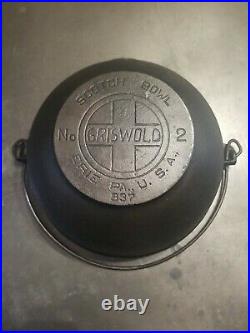 Griswold No. 2 LBL SMOOTH Bottom Cast Iron Scotch Bowl 837 HTF