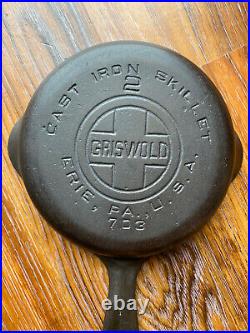 Griswold No. 2 Large Block Logo Cast Iron Skillet P/N 703