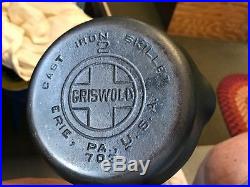 Griswold No. 2 Large Block Logo Cast Iron Skillet Seasoned #703
