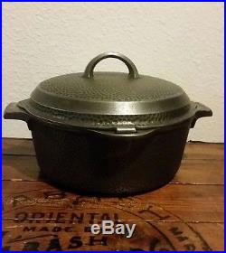 Griswold No. 8 Hammered Cast Iron Hinged Lid Dutch Oven pn 2058