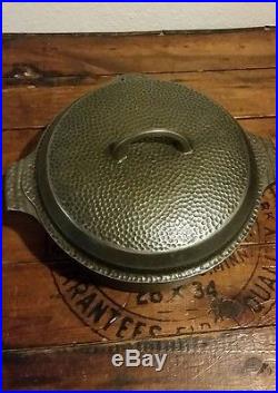 Griswold No. 8 Hammered Cast Iron Hinged Lid Dutch Oven pn 2058