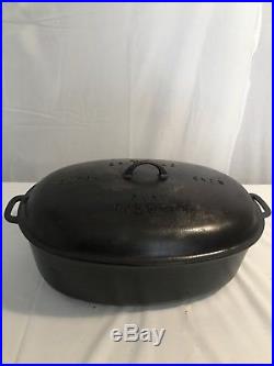 Griswold No. 9 Cast Iron Oval Roaster 649 Lid 650 Block Logo w Trivet