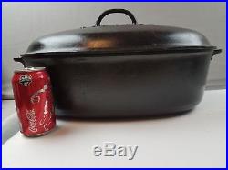 Griswold No. 9 Cast Iron Oval Roaster Partially Marked Top Block Logo w Trivet