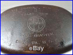 Griswold No. 9 Cast Iron Oval Roaster Partially Marked Top Block Logo w Trivet