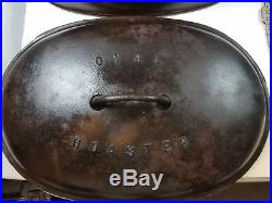 Griswold No. 9 Cast Iron Oval Roaster Partially Marked Top Block Logo w Trivet