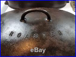 Griswold No. 9 Cast Iron Oval Roaster Partially Marked Top Block Logo w Trivet