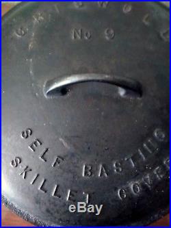 Griswold No 9 Skillet 710with Self Basting Lid 469 Erie, Pa USA Large Logo A+