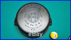 Griswold No. 9 Tite Top Dutch Oven With Low Dome Wire Handle Lid. Block Logo