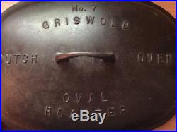Griswold Number 7 Block Logo Oval Cast Iron Dutch Oven