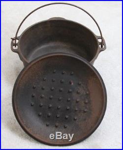 Griswold Pot Vintage Wagnerware 5 Quart Cast Iron Bail Handle Steam Lid Camping