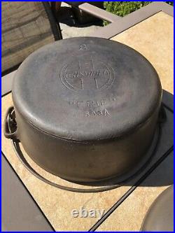 Griswold Slant Logo 833A ERIE No 8 Cast Iron Dutch Oven with 2551 Lid & Trivet