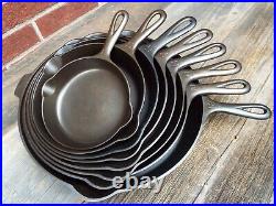 Griswold Small Logo Early Handle #'s 3, 5 10, 12 Cast Iron Skillets, restored