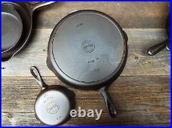 Griswold Small Logo Early Handle #'s 3, 5 10, 12 Cast Iron Skillets, restored