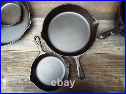 Griswold Small Logo Early Handle #'s 3, 5 10, 12 Cast Iron Skillets, restored