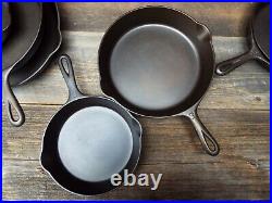 Griswold Small Logo Early Handle #'s 3, 5 10, 12 Cast Iron Skillets, restored