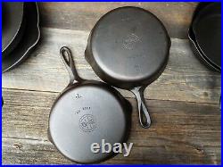 Griswold Small Logo Early Handle #'s 3, 5 10, 12 Cast Iron Skillets, restored