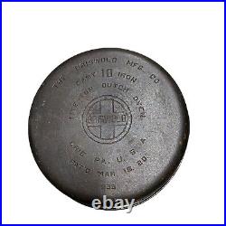 Griswold Vintage Cast Iron #10 Dutch Oven 835 Logo with Lid