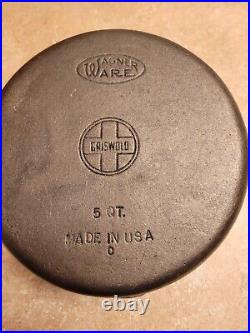 Griswold Wagner cast iron, duel logo, new with label, dutch oven & glass lid