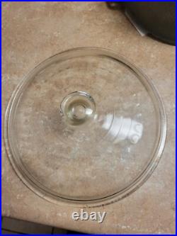 Griswold Wagner cast iron, duel logo, new with label, dutch oven & glass lid